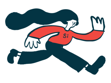An illustration of a person running.