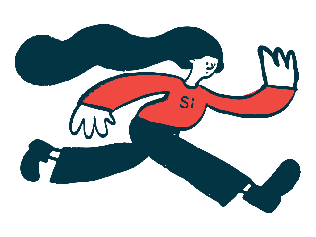 An illustration of a person running.