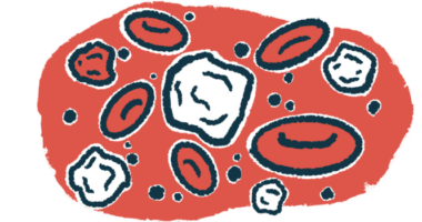 An illustration shows red and white blood cells.