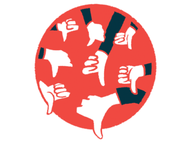 An illustration of thumbs in a circle doing the thumbs down motion.
