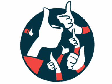 A number of people giving the thumbs-up sign.