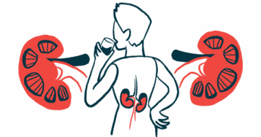An illustration highlights the kidneys of a person seen from behind while drinking from a glass.